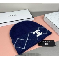Famous Brand Chanel Quilted Knit Hat CH010511 Dark Blue 2026