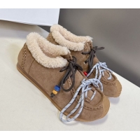 Best Grade Loewe High top Sneakers in Suede and Wool Light Brown 2026 LW103001 1030040