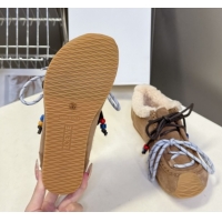 Best Grade Loewe High top Sneakers in Suede and Wool Light Brown 2026 LW103001 1030040