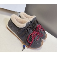 Good Quality Loewe High top Sneakers in Suede and Wool Grey 2026 LW103001 1030041