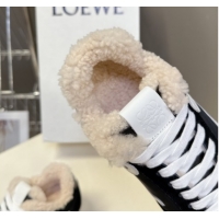 Affordable Price Loewe Ballet Runner 2.0 Sneakers in Suede, Nylon and Shearling Wool Black/White 2026 LW103002 1030042