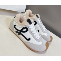 Good Product Loewe Ballet Runner 2.0 Sneakers in Suede, Nylon and Shearling Wool 2026 LW103002 White/Grey