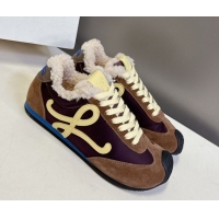 Best Price Loewe Ballet Runner 2.0 Sneakers in Suede, Nylon and Shearling Wool 2026 LW103002 Dark/Brown