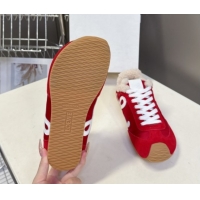 Super Quality Loewe Ballet Runner 2.0 Sneakers in Suede, Nylon and Shearling Wool 2026 LW103002 Red