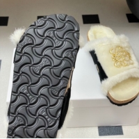 Best Price Loewe Flat Slides Sandal in Suede and Wool 2026 LW103003 Black