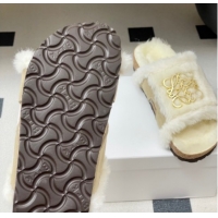 AAAAA Loewe Flat Slides Sandal in Suede and Wool 2026 LW103003 Grey