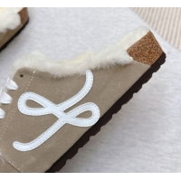 Reasonable Price Loewe x Birkenstock Laced-up Mules in Suede and Wool 2026 LW103005 Grey