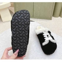 Top Quality Loewe x Birkenstock Laced-up Mules in Suede and Wool 2026 LW103005 Black