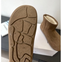 Buy Luxury Loewe Flat Snow Boots in Suede and Shearling Wool 2026 LW103006 Taupe