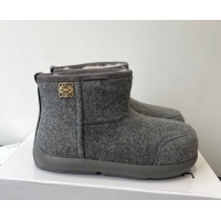Grade Quality Loewe Flat Snow Boots in Suede and Shearling Wool 2026 LW103006 Grey
