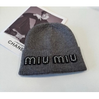 Top Grade Miu Miu Knit Hat with Studs MIU010516 Grey 2026