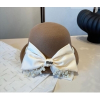 Low Cost Miu Miu Wool Bucket Hat with Bow MIU010517 Beige 2026
