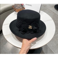 Well Crafted Miu Miu Wool Wide Brim Hat with Bloom CH010518 Black 2026