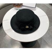 Well Crafted Miu Miu Wool Wide Brim Hat with Bloom CH010518 Black 2026