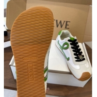 Sophisticated Loewe Ballet Runner 2.0 Sneakers in Nylon and Suede White/Green 1210044