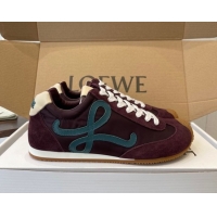 Perfect Loewe Ballet Runner 2.0 Sneakers in Nylon and Suede Brown/Green 1210046