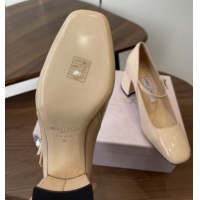 Best Price Jimmy Choo Jenson 65 Pumps with Strap in Patent Leather Beige 5111504