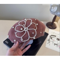 Big Discount Chanel Wool Beret Hat with Pearls CH010519 Pink 2026