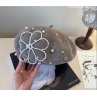 Most Popular Chanel Wool Beret Hat with Pearls CH010519 Grey 2026