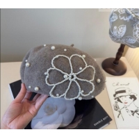 Most Popular Chanel Wool Beret Hat with Pearls CH010519 Grey 2026