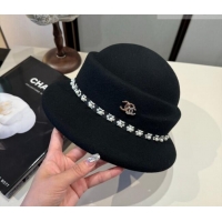 Luxury Cheap Chanel Wool Bucket Hat with Pearls CH010522 Black 2026