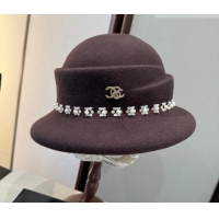 Luxury Cheap Chanel Wool Bucket Hat with Pearls CH010522 Brown 2026