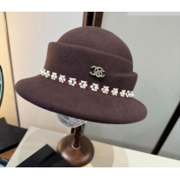 Luxury Cheap Chanel Wool Bucket Hat with Pearls CH010522 Brown 2026