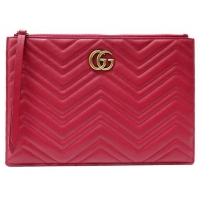 Unique Style Grade Design Gucci GG Marmont Leather Pouch Clutch Bag 476440 Red