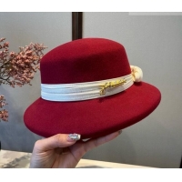 Well Crafted Chanel Wool Bucket Hat with Band CH010523 Red 2026