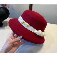 Well Crafted Chanel Wool Bucket Hat with Band CH010523 Red 2026