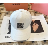 Fashion Discount Miu Miu Canvas Baseball Hat MIU010522 White 2026