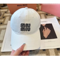 Fashion Discount Miu Miu Canvas Baseball Hat MIU010522 White 2026