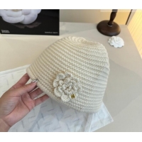 Luxury Cheap Chanel Knit Hat with Camellia Bloom CH010526 White 2026