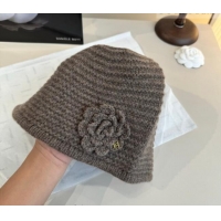 Good Quality Chanel Knit Hat with Camellia Bloom CH010526 Grey 2026