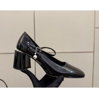 Shop Duplicate Jimmy Choo Jenson Mary Janes Pump 6cm in Patent Leather with Pearls Bow Black 1210066