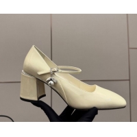 Most Popular Jimmy Choo Jenson Mary Janes Pump 6cm in Patent Leather with Pearls Bow White 1210067