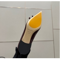 Big Discount Jimmy Choo Auria Pumps in Soft Calf Leather with Strass Bow Dark Burgundy 1210073