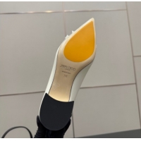 Hot Style Jimmy Choo Auria Pumps in Soft Calf Leather with Strass Bow White 1210075