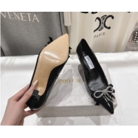 Cheap Price Jimmy Choo Auria Pumps 6.5cm in Patent Leather with Strass Bow Black 1210076