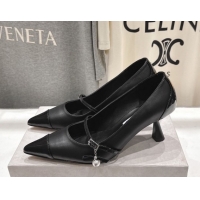 Grade Jimmy Choo Aren Pumps 6.5cm in Lambskin Leather with Pearl Bow Black 1210078