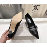 Grade Jimmy Choo Aren Pumps 6.5cm in Lambskin Leather with Pearl Bow Black 1210078