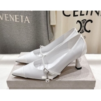 Sophisticated Jimmy Choo Aren Pumps 6.5cm in Lambskin Leather with Pearl Bow White 1210079