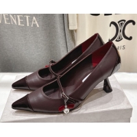 Stylish Jimmy Choo Aren Pumps 6.5cm in Lambskin Leather with Pearl Bow Brown 1210080