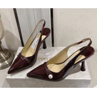 Big Discount Jimmy Choo Amita Pumps 8.5cm in Patent Leather with Pearl Dark Burgundy 1210087