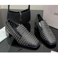 Unique Discount Jimmy Choo Eliot Slippers 4.5cm in Nappa Leather with Eyelets Black 1210089