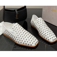Grade Quality Jimmy Choo Eliot Slippers Flat in Nappa Leather with Eyelets White 1210090