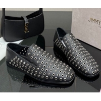 Best Product Jimmy Choo Eliot Slippers Flat in Nappa Leather with Eyelets Black 1210091