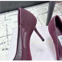 Pretty Style Jimmy Choo Love Pumps 8.5cm in Mesh and Strass Deep Merlot Red +1210103