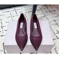 Unique Style Jimmy Choo Love Ballerinas Flat in Mesh and Strass Deep Merlot Red 1210105