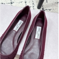 Unique Style Jimmy Choo Love Ballerinas Flat in Mesh and Strass Deep Merlot Red 1210105